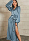 Satin Blue Maxi Dress